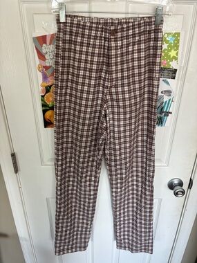 Brandy Melville Brown and White Plaid women’s pants